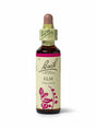 Sealed dropper bottle of Bach™ Original Flower Remedy Elm 20ml  on a white background. The bottle label reads "Bach Original Flower  Remedies Elm - Ulmus procera" and includes a pink illustration of the flower at the bottom.
