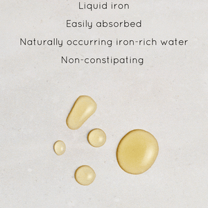 Infographic which contains 5 drops of Spatone and  the benefits ( Liquid iron, Easily absorbed, Naturally occurring iron-rich water, Non-constipating).