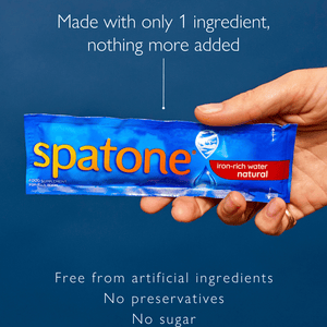 Infographic with a Sapatone Original Sachet  holding by a hand, on the top says"Made with only 1 ingredient, nothing more added" and on the bottom says"Free from artificial ingredients No preservatives No sugar"