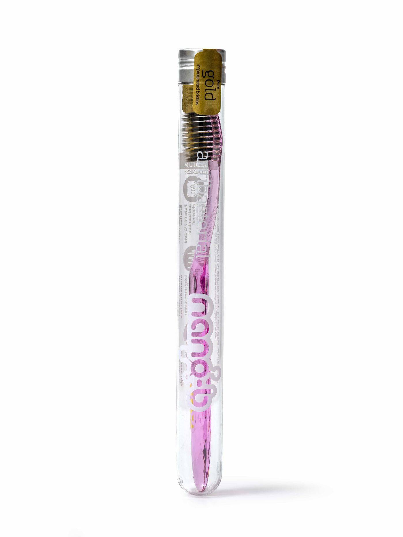 Nano-B Charcoal & Gold Toothbrush Medium Firmness - Pink