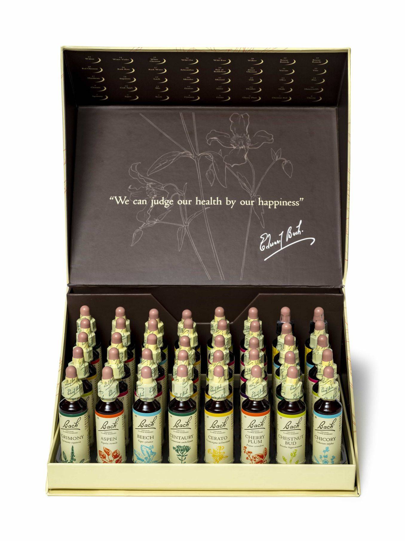 Card Box Set with 38 Bach essences and 2 Rescue Remedy Droppers.